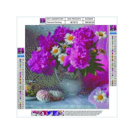 Haft Diamentowy, Obraz, Mozaika Diamentowa Diamond Painting, BUKIET KWIATÓW 30x30cm-1644618