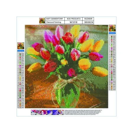 Haft Diamentowy, Obraz, Mozaika Diamentowa Diamond Painting, BUKIET TULIPANÓW 30x30cm-1644630