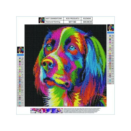 Haft Diamentowy, Obraz, Mozaika Diamentowa Diamond Painting, PIES - KOLOR 30x30cm-1644646