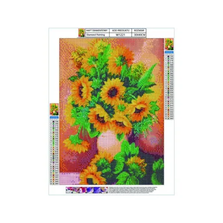 Haft Diamentowy, Obraz, Mozaika Diamentowa Diamond Painting, SŁONECZNIKI 30x40cm-1644654