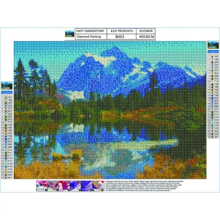 Haft Diamentowy, Obraz, Mozaika Diamentowa Diamond Painting, GÓRSKI KRAJOBRAZ 40x30cm-1644670