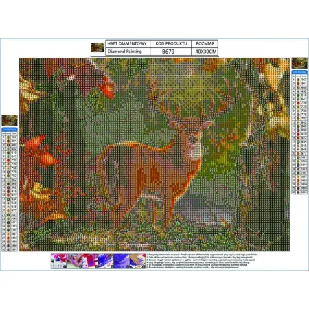 Haft Diamentowy, Obraz, Mozaika Diamentowa Diamond Painting, DOSTOJNY JELEŃ 40x30cm-1644690