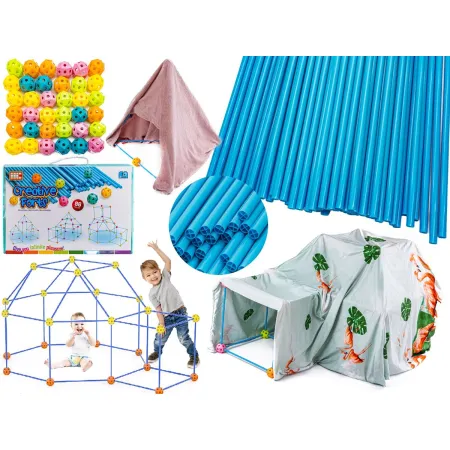 Namiot Baza Fort Słomki Konstrukcyjne, Klocki, Patyczki  ok. 86 Elementów