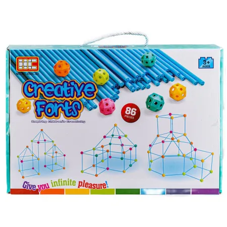 Namiot Baza Fort Słomki Konstrukcyjne, Klocki, Patyczki  ok. 86 Elementów-1644703