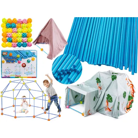 Namiot Baza Fort Słomki Konstrukcyjne, Klocki, Patyczki  ok. 68 Elementów