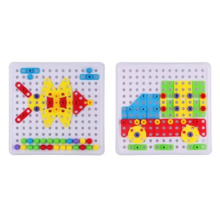 Kreatywna Mozaika, Układanka, Klocki 2w1, Wkrętak Śrubki Guziki 420 el.-1644727
