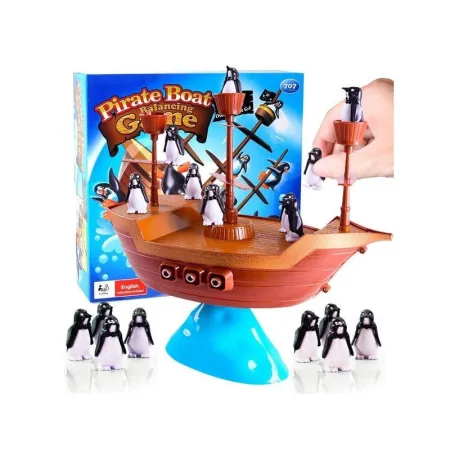 Gra Zręcznościowa Balansujący Okręt Piracki Statek Balansujące Pingwiny na Statku-1644737