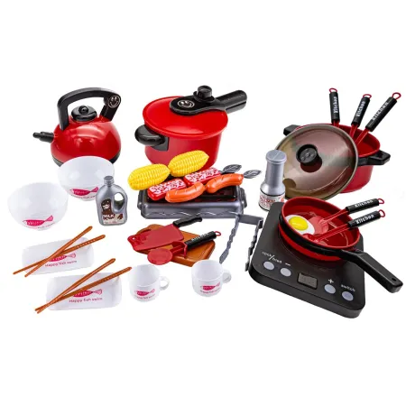CZERWONY Zestaw Kuchenny Do Gotowania, Garnek, Czajnik, Patelnia, Akcesoria-1644749