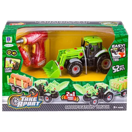 TRAKTOR Z NACZEPĄ Do Rozkręcania, CIĄGNIK Wkrętarka 52 EL.-1644966