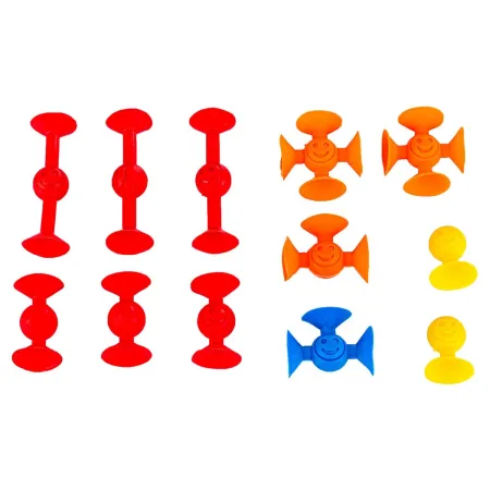 Klocki Konstrukcyjne, Kolorowe Przyssawki, Wesołe Buźki 12 Sztuk-1645149