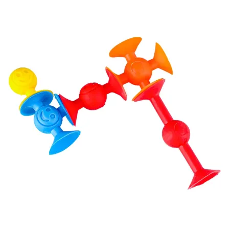 Klocki Konstrukcyjne, Kolorowe Przyssawki, Wesołe Buźki 12 Sztuk-1645150