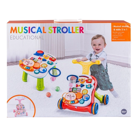 Chodzik Edukacyjny, Muzyczny Pchacz, Stolik CZERWONY-1645205
