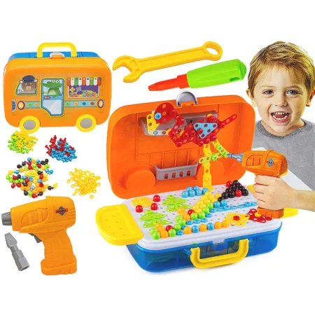 Kreatywna Mozaika W Walizce 258 el. Układanka 3D, Klocki, Wkrętarka Zestaw Konstrukcyjny