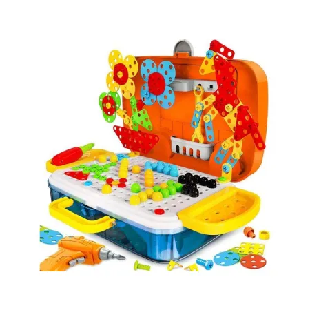 Kreatywna Mozaika W Walizce 258 el. Układanka 3D, Klocki, Wkrętarka Zestaw Konstrukcyjny-1645410
