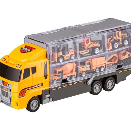 Ciężarówka, Transporter + Auta, Otwierana Laweta, Pojazdy Budowlane 7w1-1645440