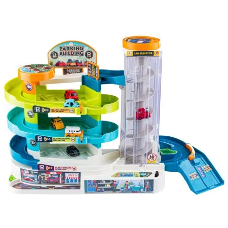 Interaktywny Tor Przeszkód, Zjazd Samochodowy, Parking, Garaż z Windą + Pojazdy + Kierownica-1645486