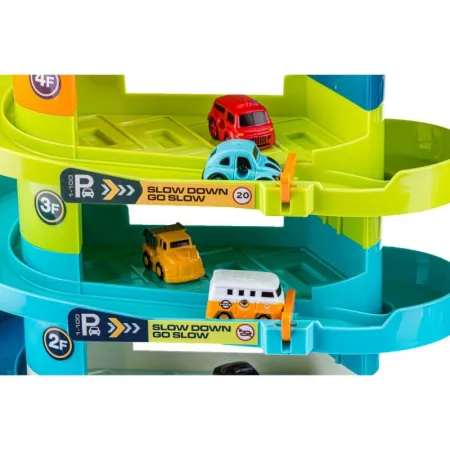 Interaktywny Tor Przeszkód, Zjazd Samochodowy, Parking, Garaż z Windą + Pojazdy + Kierownica-1645487