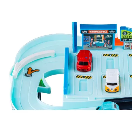 Interaktywny Tor Przeszkód, Zjazd Samochodowy, Parking, Garaż z Windą + Pojazdy + Kierownica-1645489