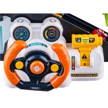 Interaktywny Tor Przeszkód, Zjazd Samochodowy, Parking, Garaż z Windą + Pojazdy + Kierownica-1645491