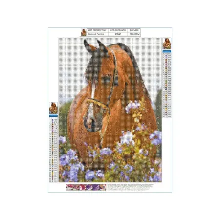 Haft Diamentowy, Obraz, Mozaika Diamentowa Diamond Painting, KOŃ - ŁĄKA 30x40cm-1645553
