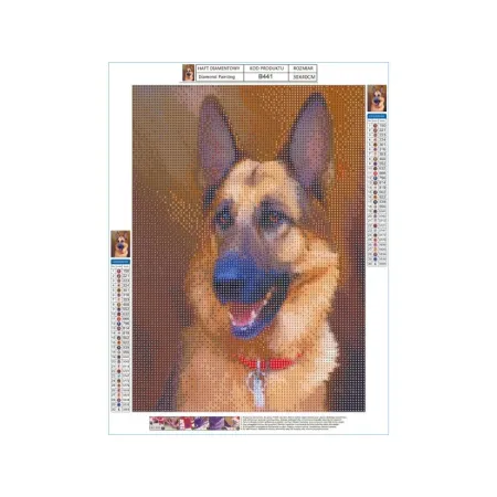 Haft Diamentowy, Obraz, Mozaika Diamentowa Diamond Painting, PIES - OWCZAREK NIEMIECKI 30x40cm-1645561