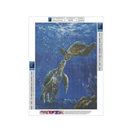 Haft Diamentowy, Obraz, Mozaika Diamentowa Diamond Painting, ŻÓŁWIE MORSKIE 30x40cm-1645621