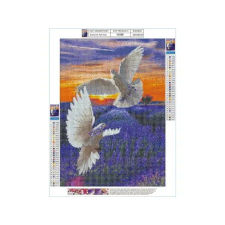 Haft Diamentowy, Obraz, Mozaika Diamentowa Diamond Painting, DWA GOŁĘBIE 30x40cm-1645625