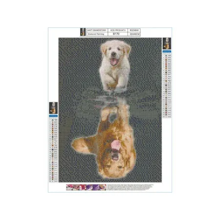 Haft Diamentowy, Obraz, Mozaika Diamentowa Diamond Painting, ODBICIE LUSTRZANE - PIES 30x40cm-1645633