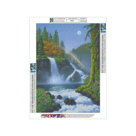 Haft Diamentowy, Obraz, Mozaika Diamentowa Diamond Painting, WODOSPAD Z TĘCZĄ 30x40cm-1645637