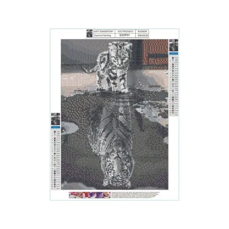 Haft Diamentowy, Obraz, Mozaika Diamentowa Diamond Painting, ODBICIE LUSTRZANE - KOTEK TYGRYS 30x40cm-1645641