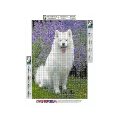 Haft Diamentowy, Obraz, Mozaika Diamentowa Diamond Painting, PIES SAMOYED 30x40cm-1645649