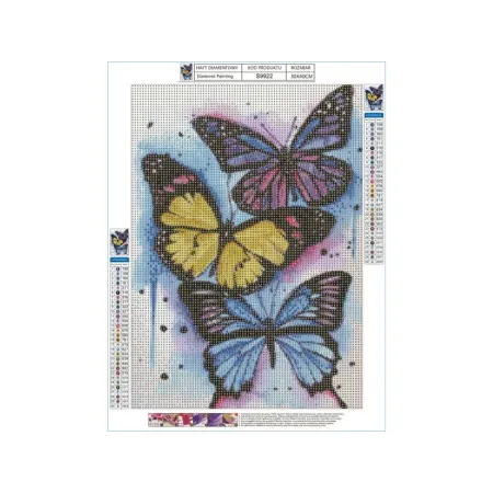 Haft Diamentowy, Obraz, Mozaika Diamentowa Diamond Painting, KOLOROWE MOTYLE 30x40cm-1645690
