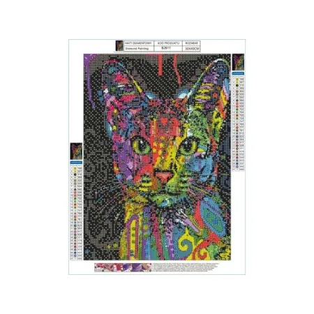 Haft Diamentowy, Obraz, Mozaika Diamentowa Diamond Painting, KOT W KOLORZE 30x40cm-1645704