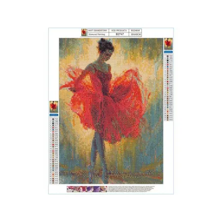 Haft Diamentowy, Obraz, Mozaika Diamentowa Diamond Painting, BALETNICA W CZERWIENI 30x40cm-1645727