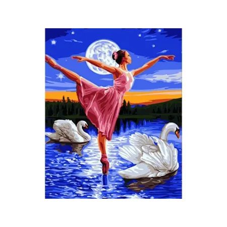 Haft Diamentowy, Obraz, Mozaika Diamentowa Diamond Painting, JEZIORO ŁABĘDZIE Baletnica 30x40cm