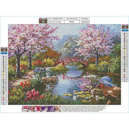 Haft Diamentowy, Obraz, Mozaika Diamentowa Diamond Painting, JAPOŃSKI OGRÓD 40x30cm-1645768