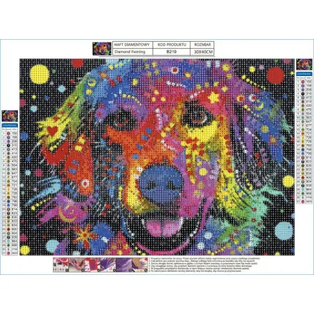 Haft Diamentowy, Obraz, Mozaika Diamentowa Diamond Painting, ABSTRAKCYJNY PIES 40x30cm-1645776