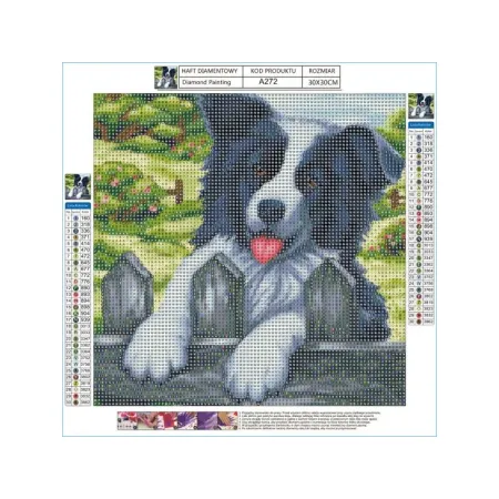 Haft Diamentowy, Obraz, Mozaika Diamentowa Diamond Painting, PIES NA PŁOCIE 30x30cm-1645948