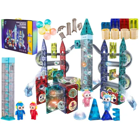 Świecące Klocki Magnetyczne, Tor Kulkowy Dla Kulek 167 Elementów Kulodrom