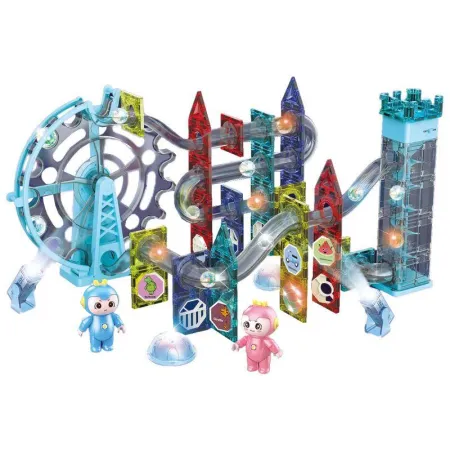 Świecące Klocki Magnetyczne, Tor Kulkowy Dla Kulek 129 Elementów Kulodrom-1645968