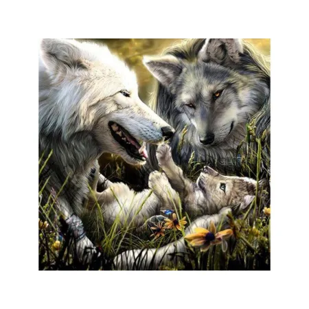 Haft Diamentowy, Obraz, Mozaika Diamentowa Diamond Painting, RODZINA WILKÓW Wilki 30x30cm