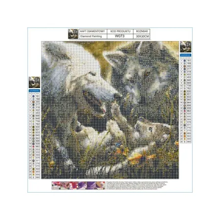 Haft Diamentowy, Obraz, Mozaika Diamentowa Diamond Painting, RODZINA WILKÓW Wilki 30x30cm-1645994