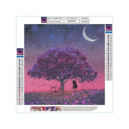 Haft Diamentowy, Obraz, Mozaika Diamentowa Diamond Painting, FIOLETOWY PEJZAŻ 30x30cm-1646006