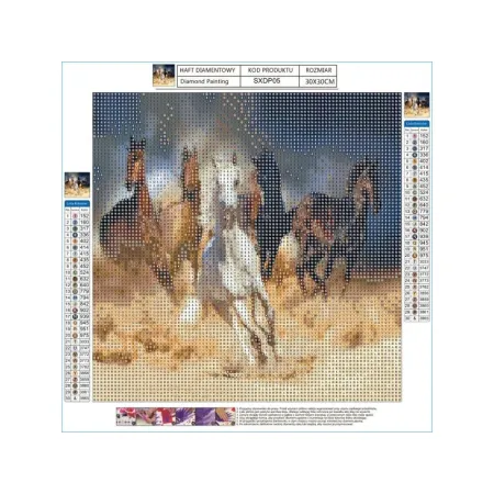 Haft Diamentowy, Obraz, Mozaika Diamentowa Diamond Painting, STADO KONI W GALOPIE 30x30cm-1646010