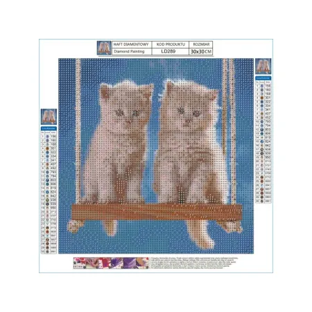Haft Diamentowy, Obraz, Mozaika Diamentowa Diamond Painting, KOTKI NA HUŚTAWCE 30x30cm-1646026
