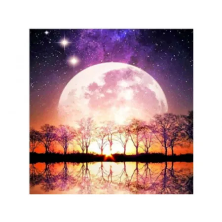 Haft Diamentowy, Obraz, Mozaika Diamentowa Diamond Painting, PEŁNIA KSIĘŻYCA 30x30cm