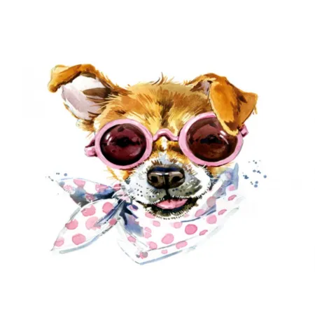 Haft Diamentowy, Obraz, Mozaika Diamentowa Diamond Painting, PIES Z APASZKĄ 35x35cm