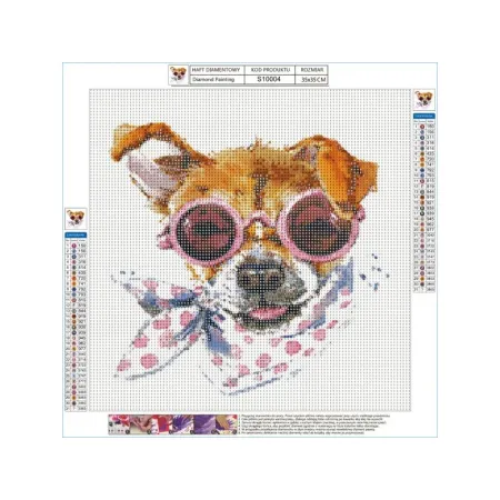 Haft Diamentowy, Obraz, Mozaika Diamentowa Diamond Painting, PIES Z APASZKĄ 35x35cm-1646038