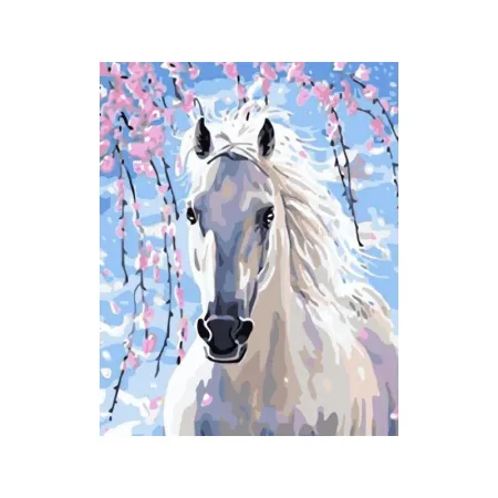 OBRAZ MALOWANIE PO NUMERACH RAMA 40x50cm BIAŁY RUMAK