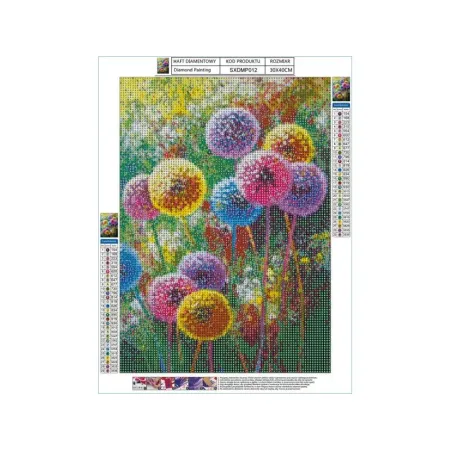 Haft Diamentowy, Obraz, Mozaika Diamentowa Diamond Painting, KOLOROWE DMUCHAWCE 30x40cm-1646374